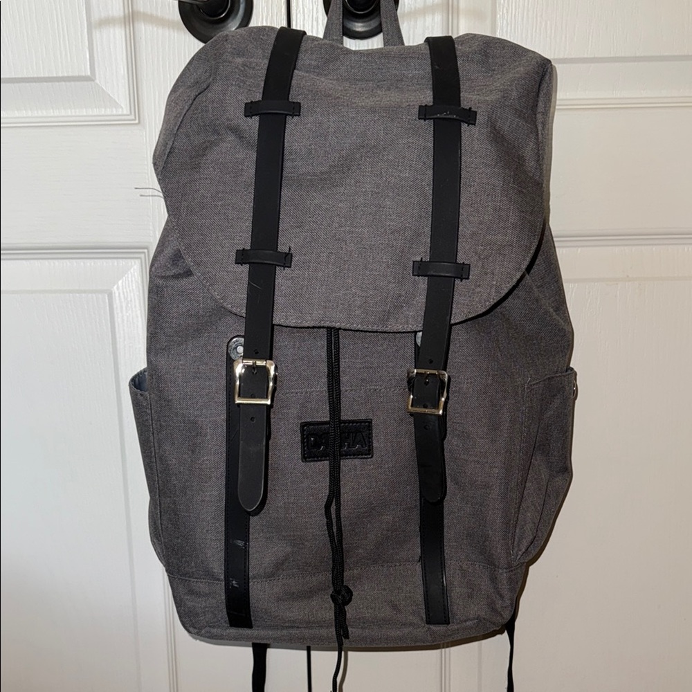 Gray Backpack with Black Straps